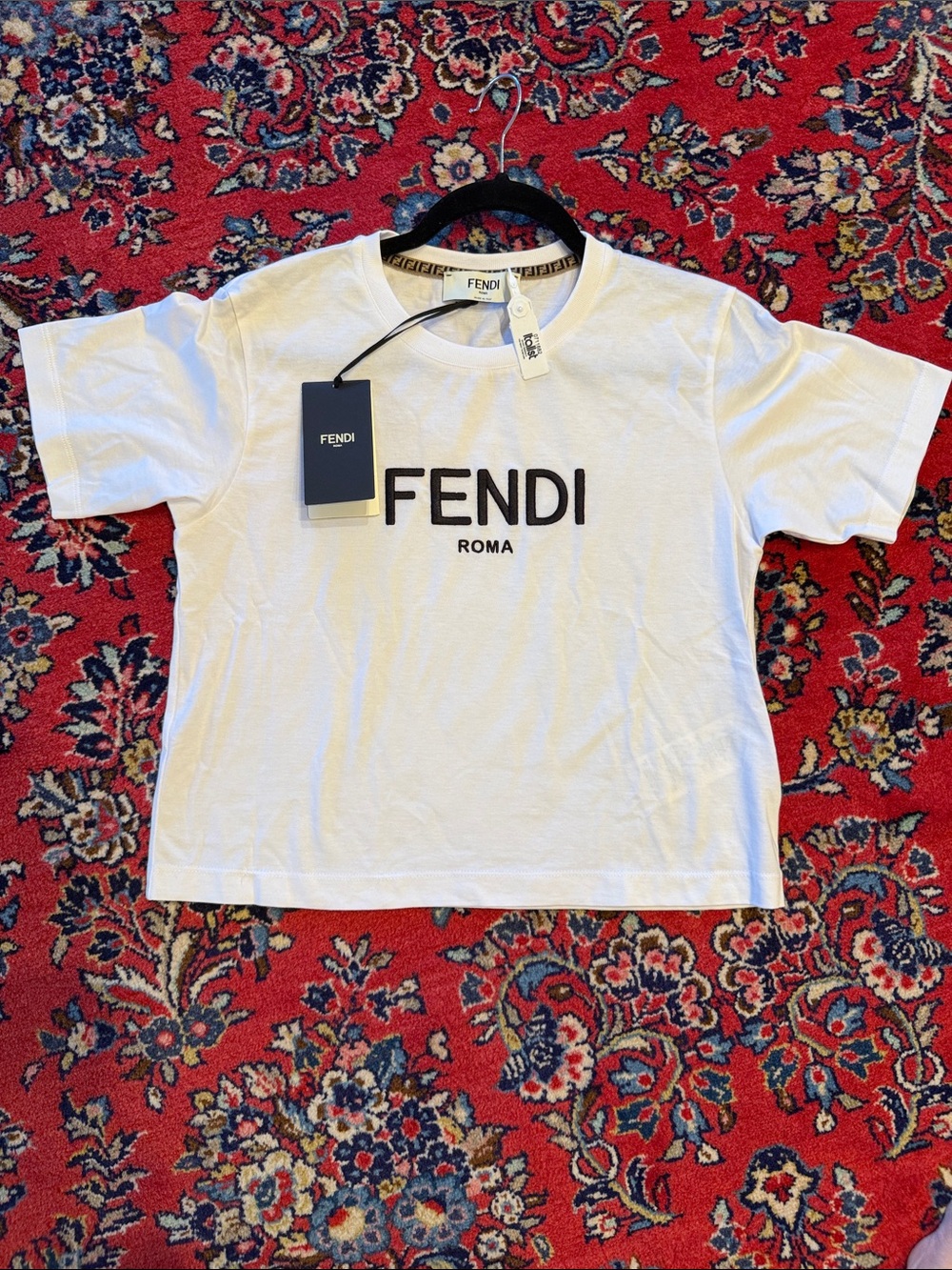 Fendi White Logo T-Shirt with Black Print